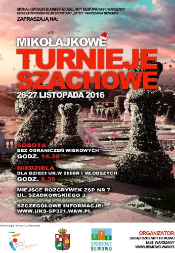 Mikołajkowe turnieje szachowe na Bemowie 26-27.11.2016